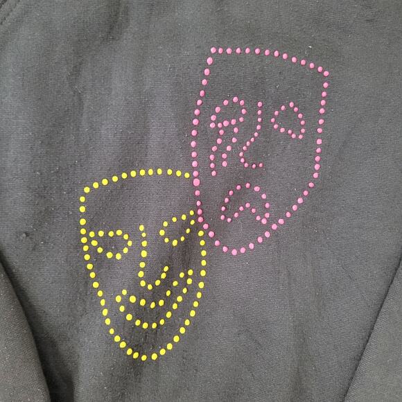Vintage 90s Theatrical Mask Sweatshirt Womens Large 22x23 Boxy Crop - Picture 10 of 13